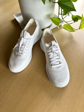 Cole Haan All-White Knit Lace-Up Sneakers